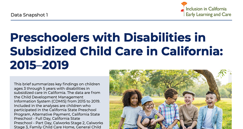 Data Snapshot 1: Preschoolers with Disabilities in Subsidized Child Care in California thumbnail